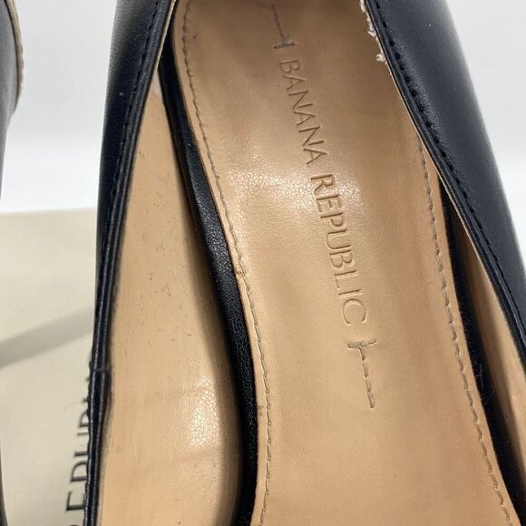 Banana Republic Tatum Leather Pointed Toe Two-Tone Dressy High Heels Pumps Black - Picture 7 of 14